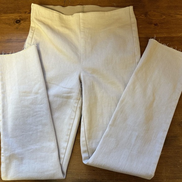 Frank & Eileen Pants - Frank & Eileen Derry Illusion Pull On Pants 26 Comfort Stretch Beige Raw Hem